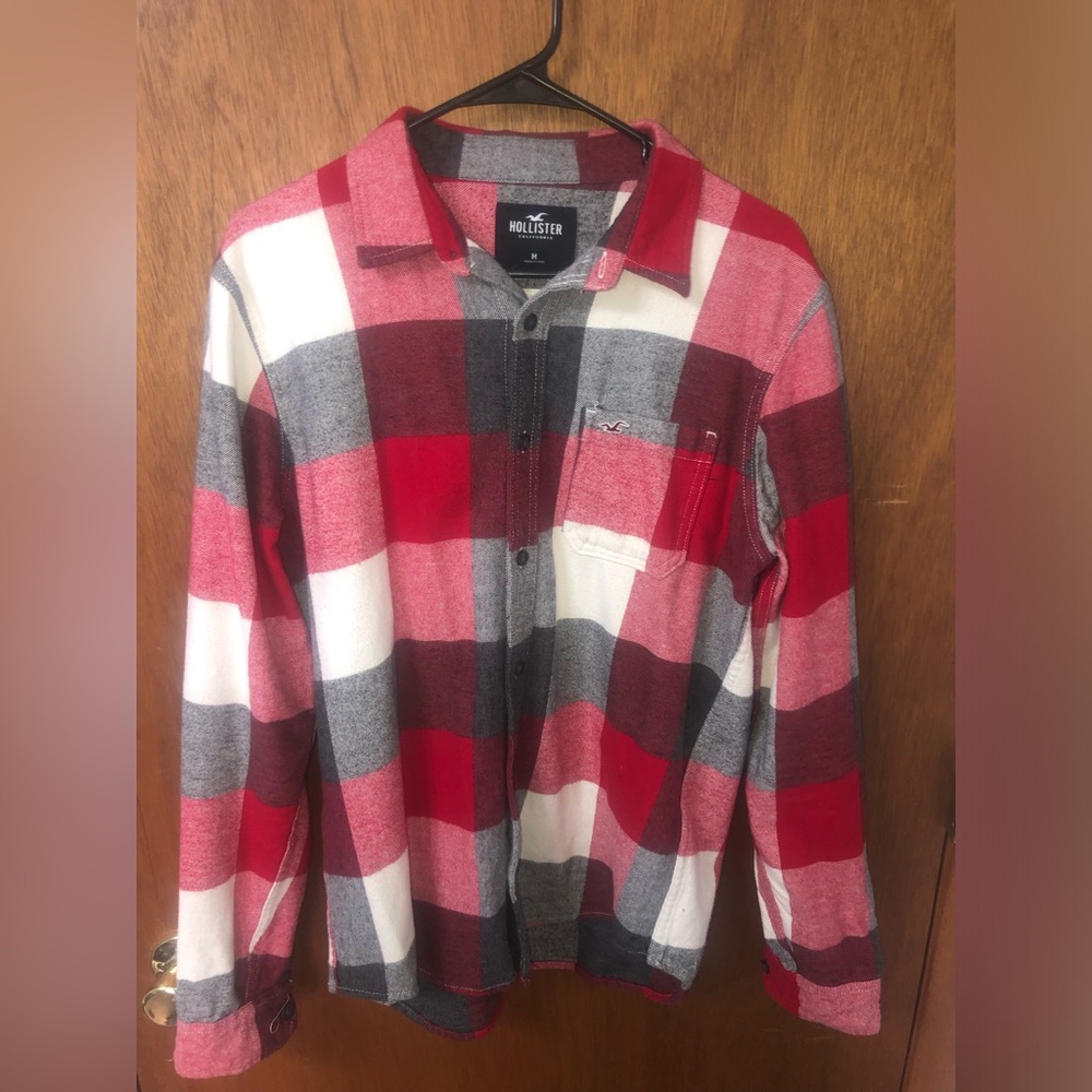 Hollister Red and Gray Flannel